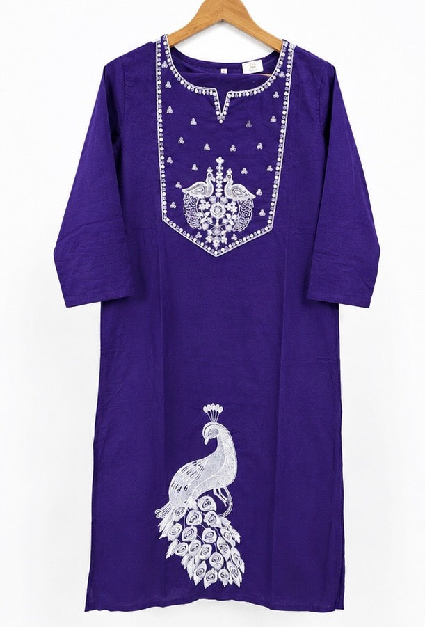 Royal Purple Embroidered Kurta Co-ord Set