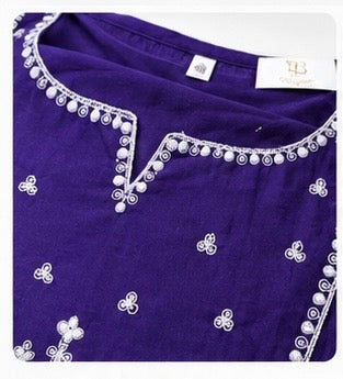 Royal Purple Embroidered Kurta Co-ord Set
