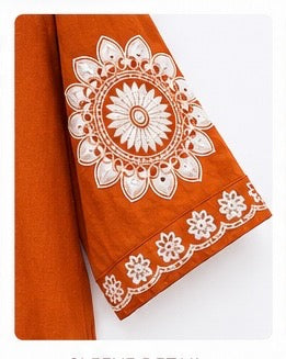 Rust Orange Floral Printed Kurti Co-ord Set