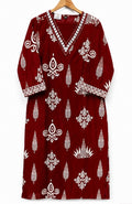 Maroon Printed Cotton Kurta Co-ord Set