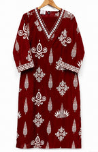 Maroon Printed Cotton Kurta Co-ord Set