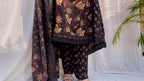 Black floral printed cotton suit set for women with matching dupatta festive and evening wear