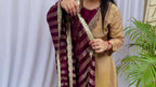 Gold and maroon embroidered luxe suit set with tassel neckline and dupatta wedding wear for women