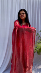 Red embroidered luxe suit set for women with sheer dupatta festive wedding wear